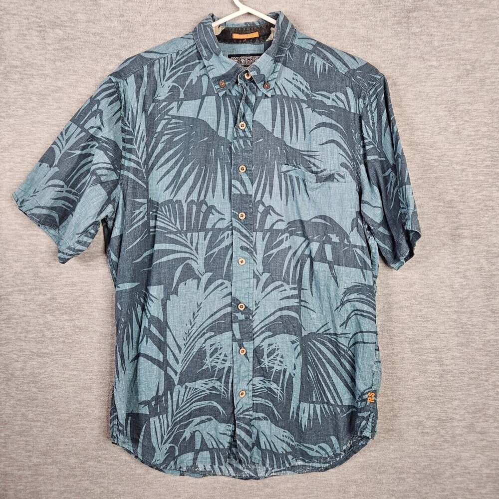 Reyn Spooner Men's Button Up Short Sleeve Palm Leaves Printed Shirt Size M